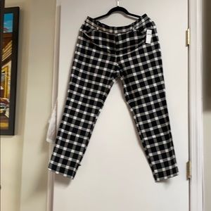 Black and white plaid prop pants.